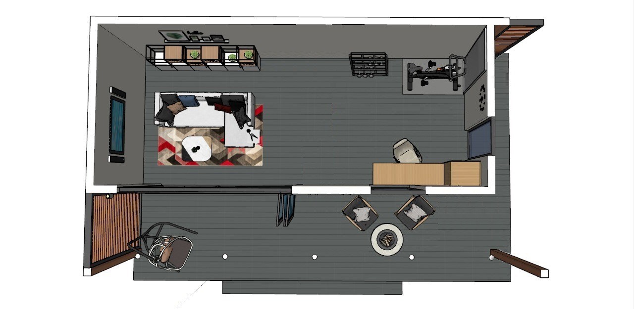 Cabin layout without barbecue